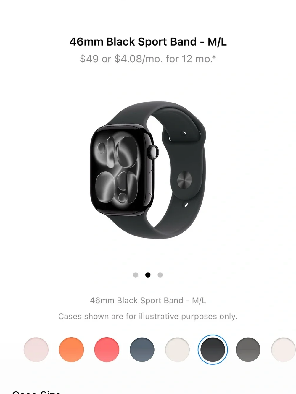 Black Silicone Apple Watch Band 46mm M/L